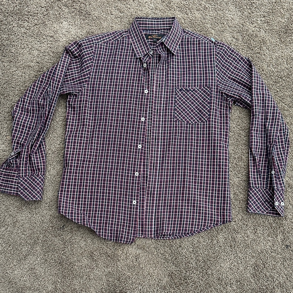 Ben Sherman Men's Plaid Shirt - Navy and Red